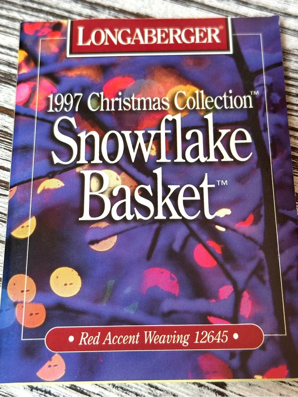 Longaberger Christmas Collection 1997 Edition Snowflake Basket Hexagonal w/ Lid